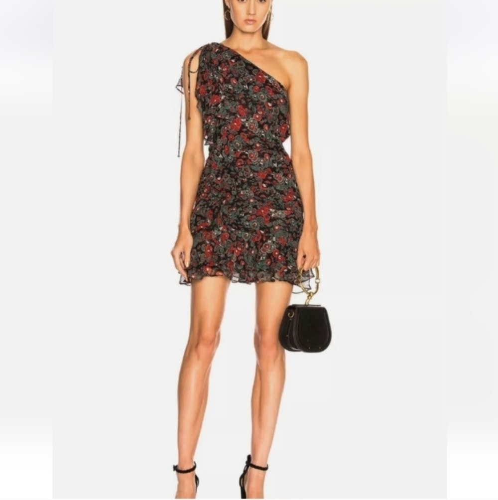 Veronica Beard Ballard One Shoulder Silk Dress, Sz 4, 18" PTP, 35" L